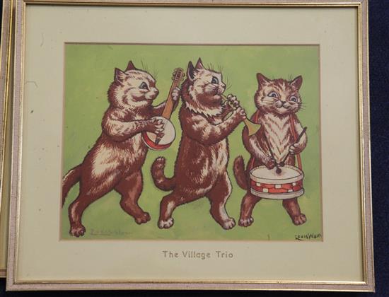 Louis Wain (1860-1939) The Village Trio 6.75 x 8.75in.